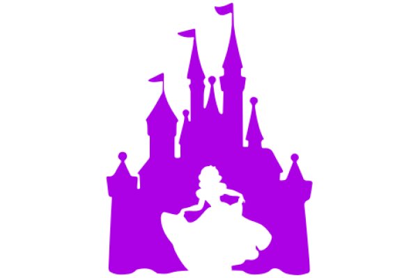 Enchanted Castle Silhouette with Princess and Flags