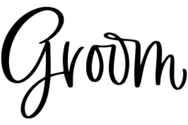 Stylized Black Lettering of the Word 'Groom' in a Curly Font