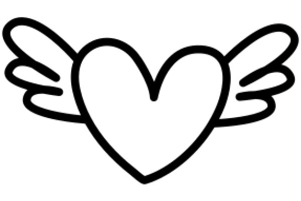 A Simple Line Drawing of a Heart-Shaped Wing