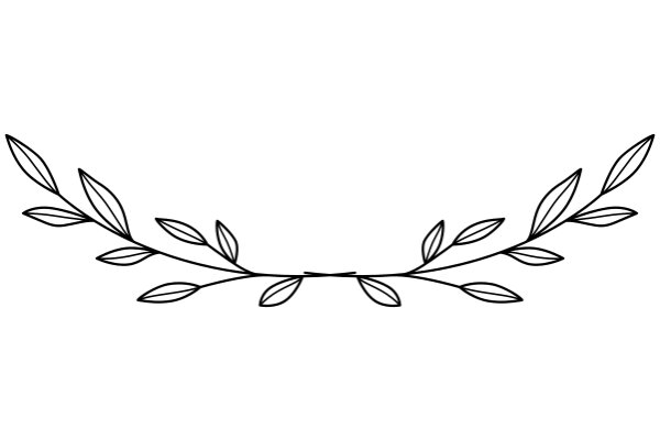 Simplistic Line Drawing of a Leafy Branch