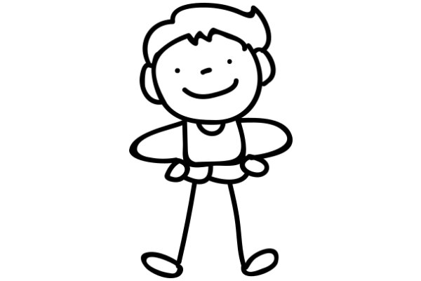 A Simple Line Drawing of a Smiling Cartoon Character