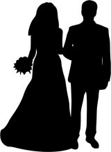 A Silhouette of a Couple: A Groom and a Bride