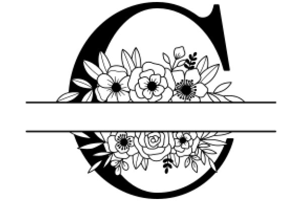 Stylized Floral Design with a Crescent Moon