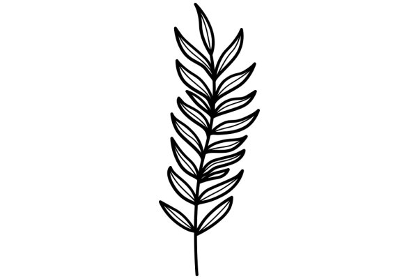 Stylized Black Line Drawing of a Fern