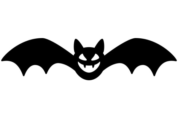 Stylized Black Bat Silhouette with a Smiling Face