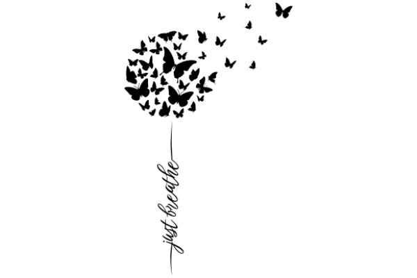 A Whimsical Scene of Butterflies and the Words 'Just Breathe'