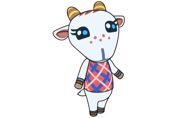 A Cute Cartoon Cow with a Vest and Horns