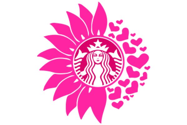 Starbucks Logo with Pink Flower and Hearts