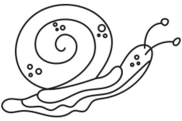 A Whimsical Illustration of a Snail with a Spiral Shell and Tentacles