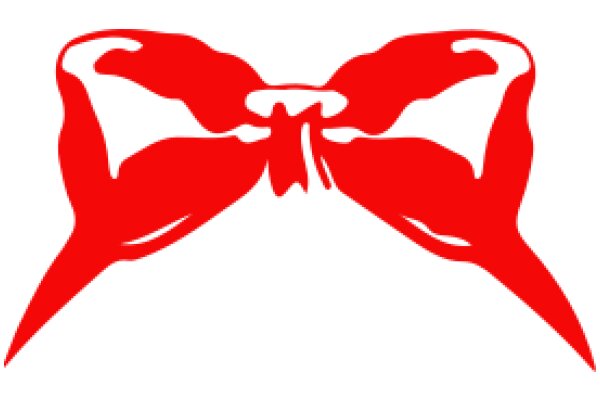 Stylized Red Bow with Curved Tail