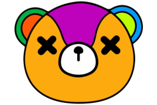 Vibrant Cartoon Bear with a X for a Nose