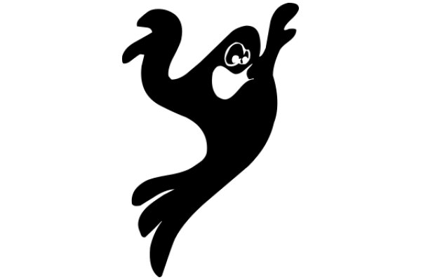 Whimsical Silhouette of a Cartoon Ghost with a Smile