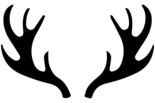 Stylized Black Antlers on a White Background