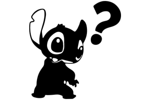 A Curious Interaction: A Silhouette of a Character with a Question Mark