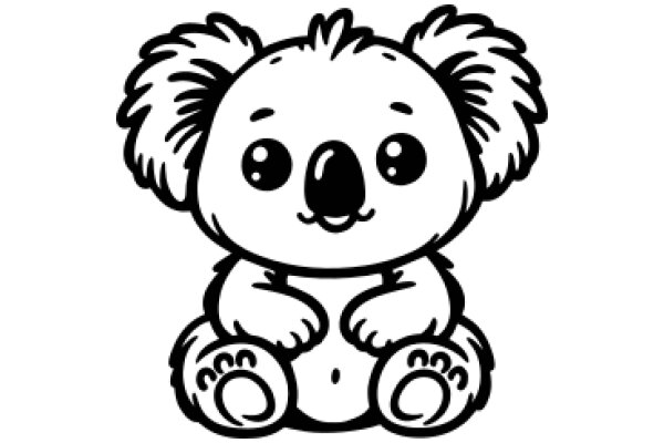 Adorable Cartoon Koala with Big Eyes and a Smile