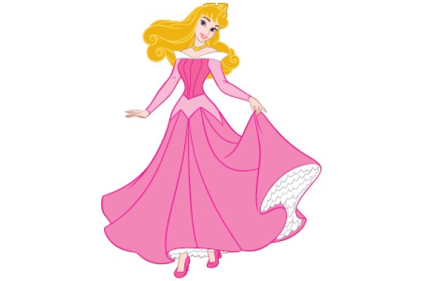 A Princess in a Pink Dress: A Colorful Illustration of a Disney Princess