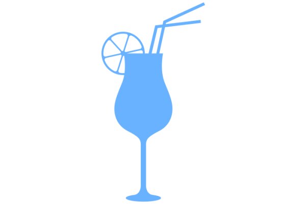 A Blue Drink with a Straw and Wheel Design