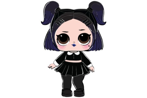 Stylish Anime Character with Purple Hair and Black Outfit