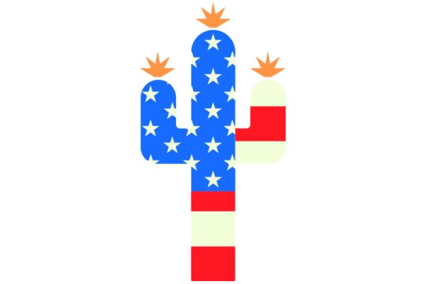 Stylized American Flag Cactus Illustration