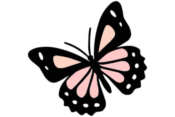 Stylized Butterfly with Pink Wings and Black Body