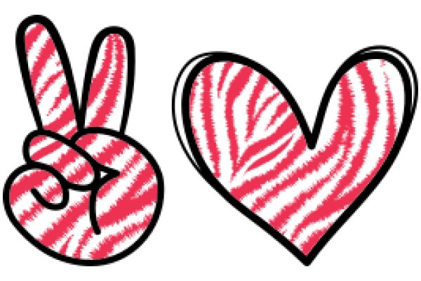 A Playful Pair: A Peace Sign and a Heart, Both in Stripes!