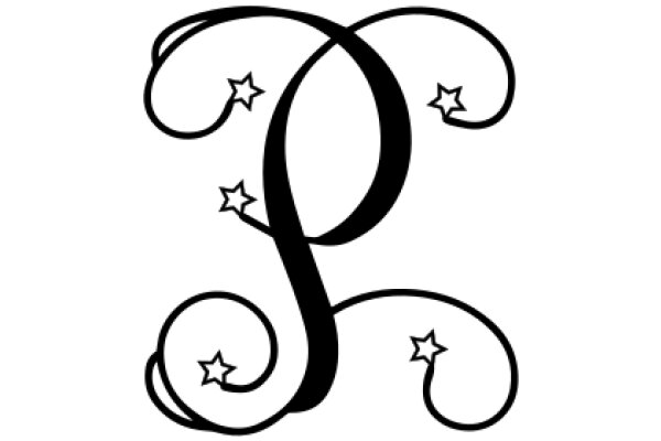 Stylized Letter P with Star Decorations