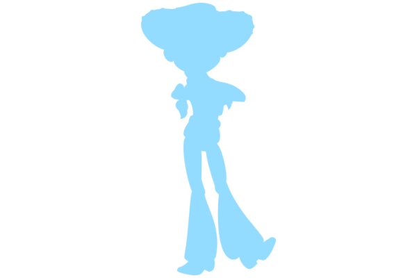 Stylized Blue Silhouette of a Humanoid Figure with Flared Pants and Boots