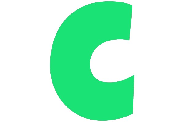 Vibrant Green C in a White Background