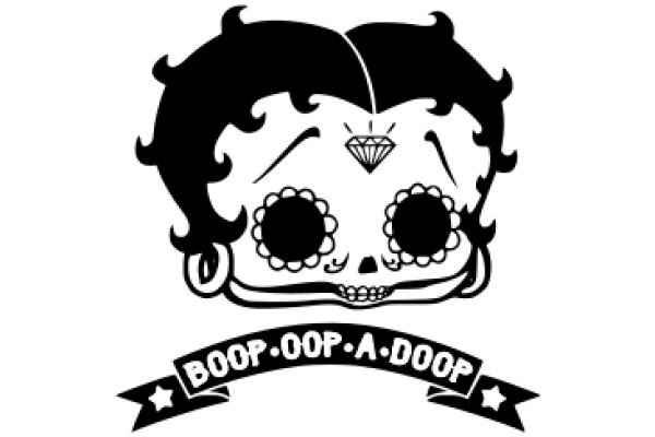 A Stylized Logo for a Brand Named 'Boop-Oop-A-Doop' with a Skull and Bone Design