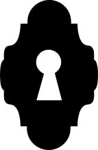 A Black and White Symbol of a Keyhole and Door Knocker