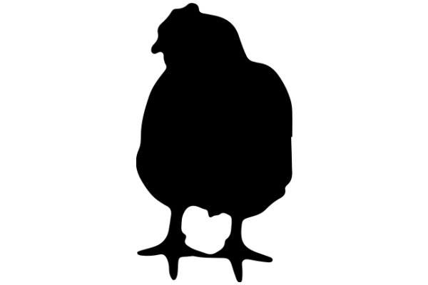 Silhouette of a Chicken with a Heart-Shaped Feather