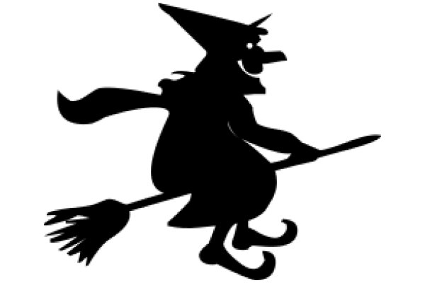 Silhouette of a Wizard on a Broomstick