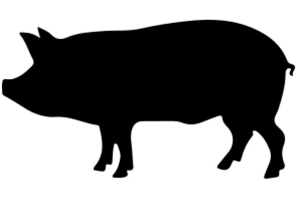 A Silhouette of a Pig on a White Background