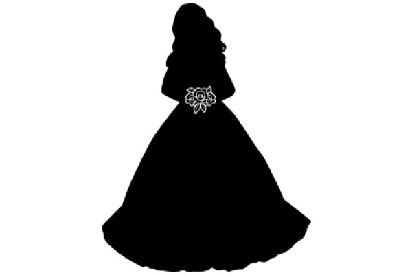 Silhouette of a Flowery Dress with a Rose Brooch