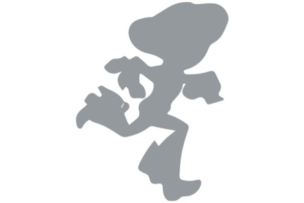 Gray Silhouette of a Cartoon Character in Motion