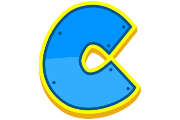 Vibrant Digital Art: A Stylized Letter 'C' with a Blue Shield and Yellow Outline