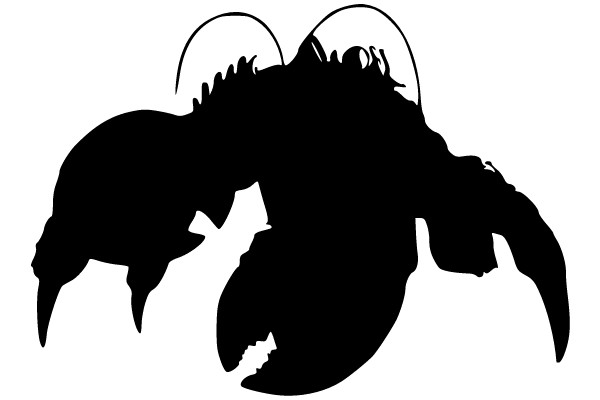 A Silhouette of a Lobster with Antennae