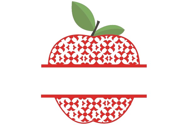 Vibrant Apple with a Flowery Design on a White Background