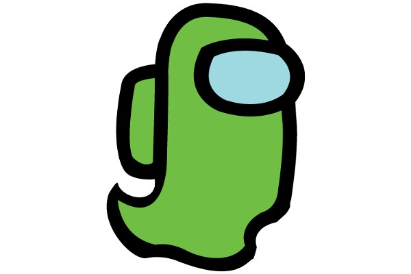 Vibrant Green Cartoon Character with a Blue Eye and a Cup-like Shape