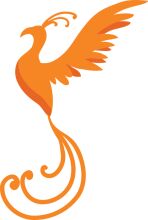 Vivid Orange Bird Logo with Curved Tail Feathers