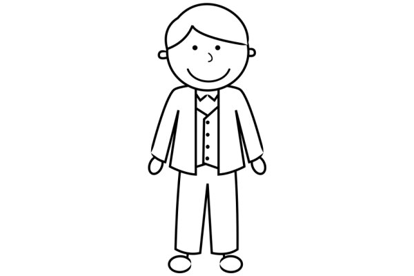 A Simple Line Drawing of a Smiling Cartoon Character