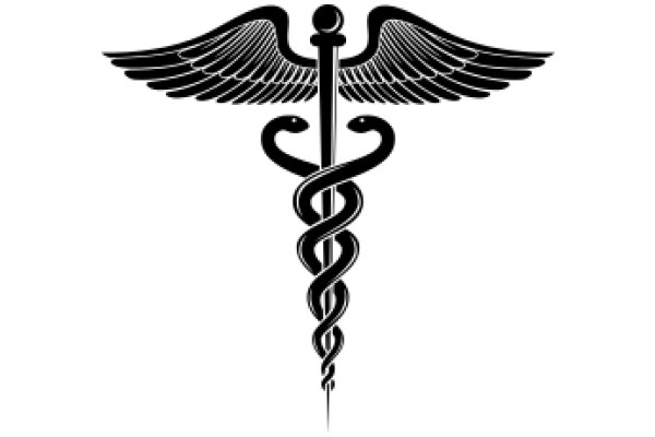 Stylized Medical Cross with Snake and Wings