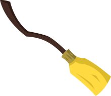 A Digital Illustration of a Broom with a Brown Handle and Yellow Bristles