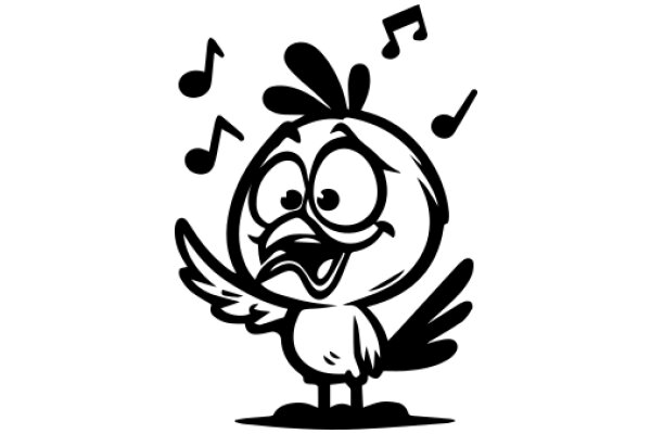 Charming Cartoon Chicken with Musical Notes