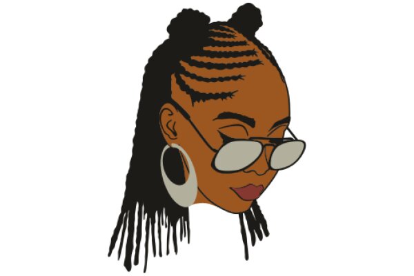 Stylish Fashion Illustration: A Woman with Braids and Sunglasses