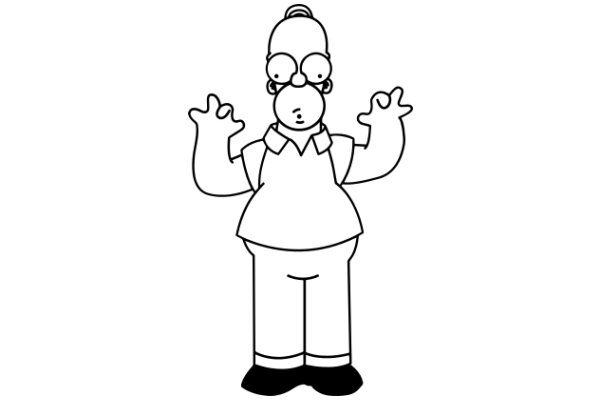 Simpsons Character Homer Simpson in a Line Drawing