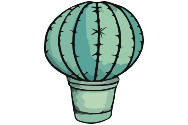 A Whimsical Illustration of a Cactus in a Pot