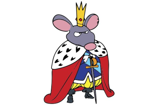 A Whimsical Scene: A Mouse King with a Crown and Sword