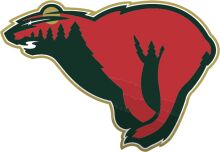 Vivid Red and Green Bear Logo