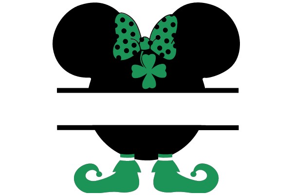 Stylish Mickey Mouse Ears with a Green Bow and Shamrock Design